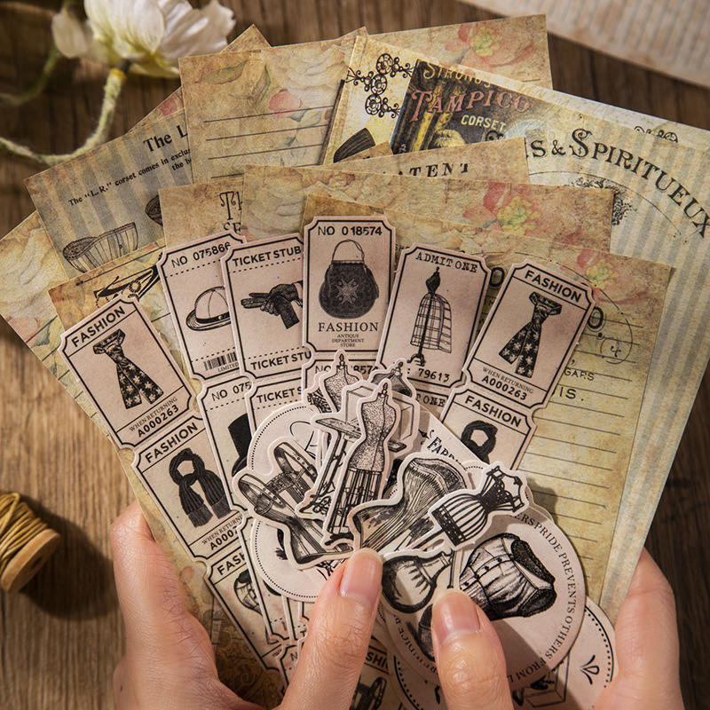 Vintage Junk Journal Scrapbooking Paper - ملصقات عتيقة وورق مادي ، مذكرات