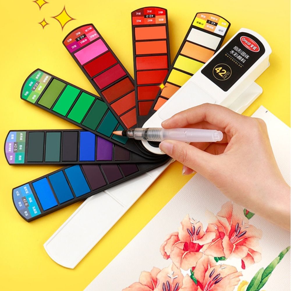 Watercolor Paint Set Solid Pigment - مجموعة ألوان مائية محمولة قابلة للطي
