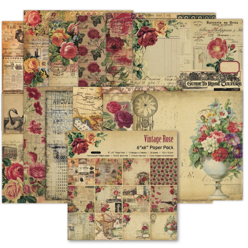 Vintage Junk Journal Scrapbooking Paper - سجل القصاصات الوسادة متنوعة نمط Decoupage