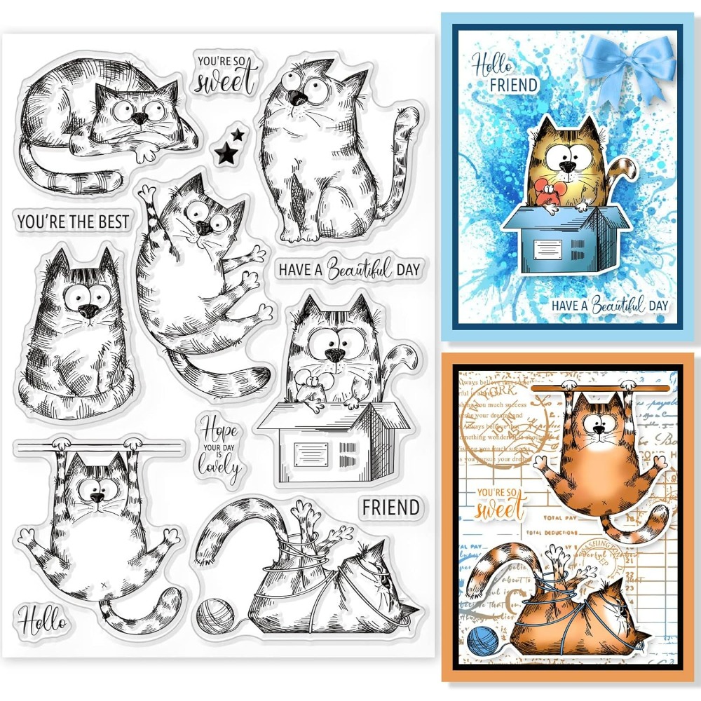 Clear Silicone Stamps For Card Making - 8.3x5.8in القط واضح Stamps جميل القط