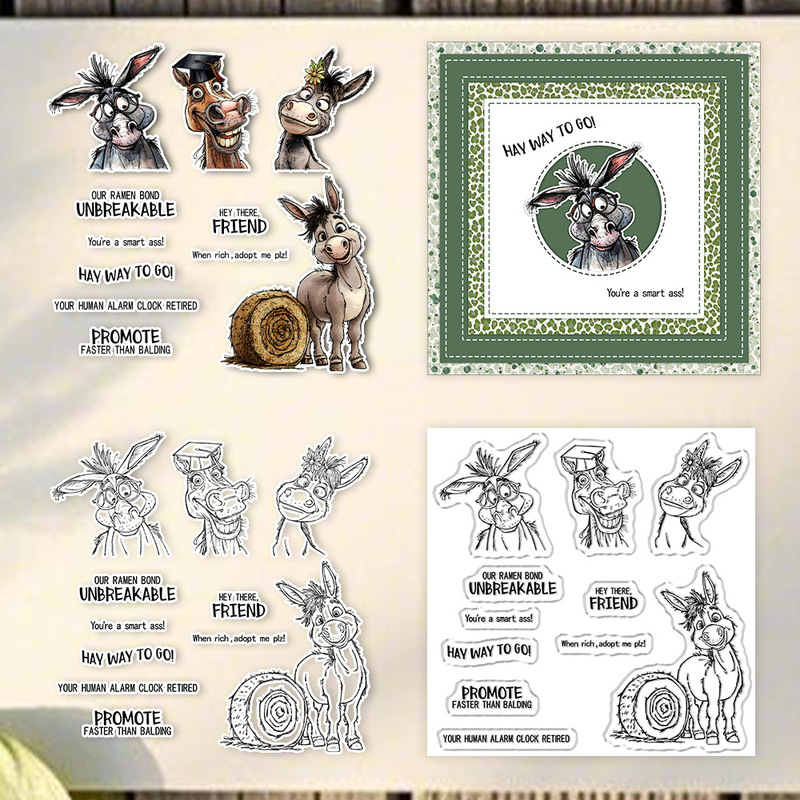 Clear Silicone Stamps For Card Making - ختم شفاف على شكل حمار مضحك