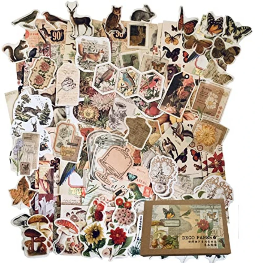 Vintage Junk Journal Scrapbooking Paper - ملصقات عتيقة الطراز لتزيين دفاتر اليوميات