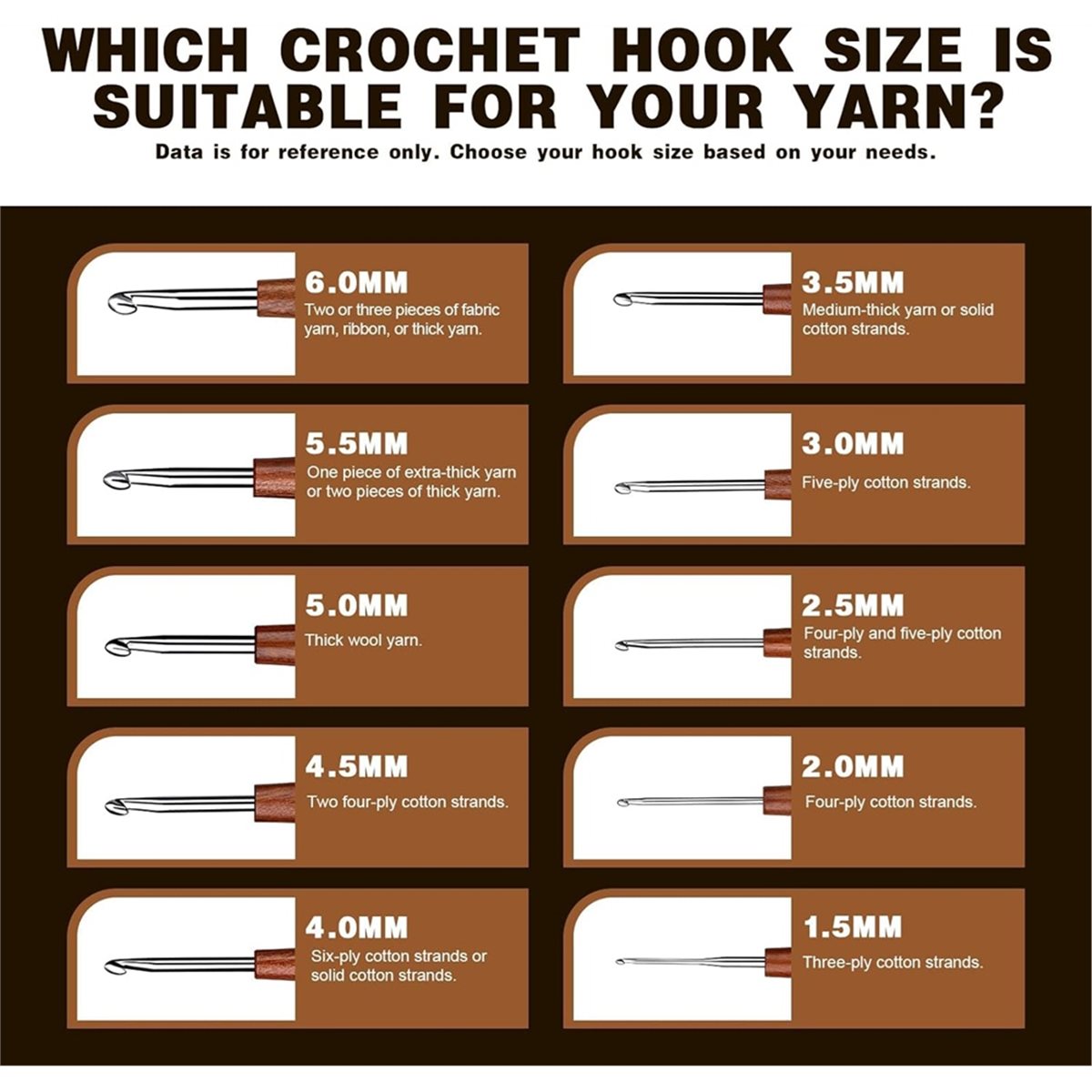 Wooden Crochet Hooks Ergonomic Handle - مجموعة من 5 إبر كروشيه AT16،