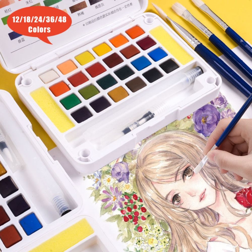 Watercolor Paint Set Solid Pigment - مجموعة ألوان مائية احترافية مع فرشاة