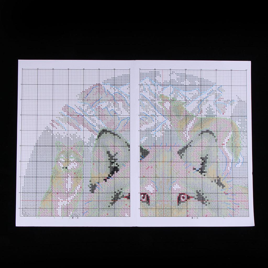 Cross Stitch Stamped Kits Beginners - مجموعات تطريز مطبوعة مسبقًا بنمط الذئب