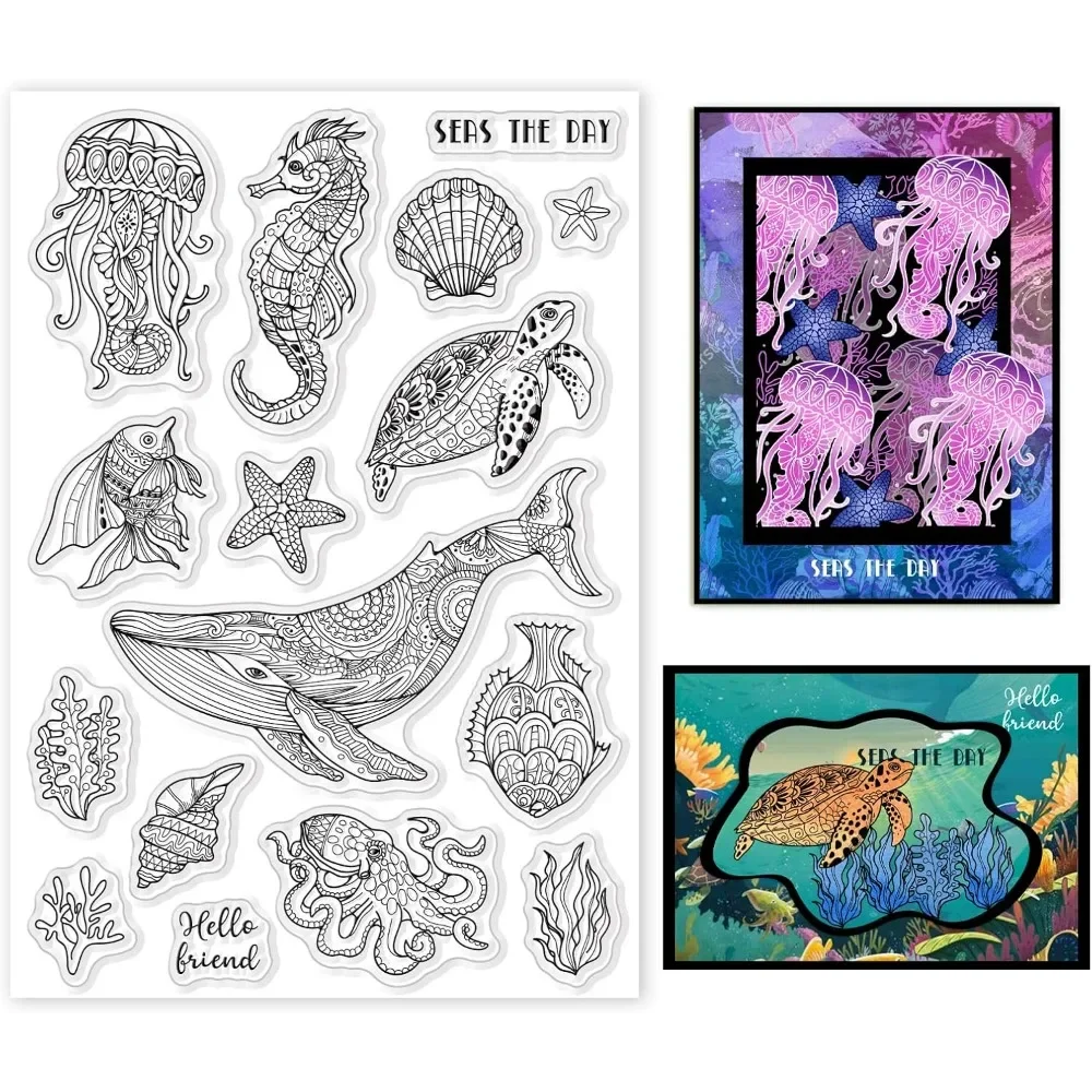 Clear Silicone Stamps For Card Making - الحياة المحيطية واضح Stamps الحيتان البحرية
