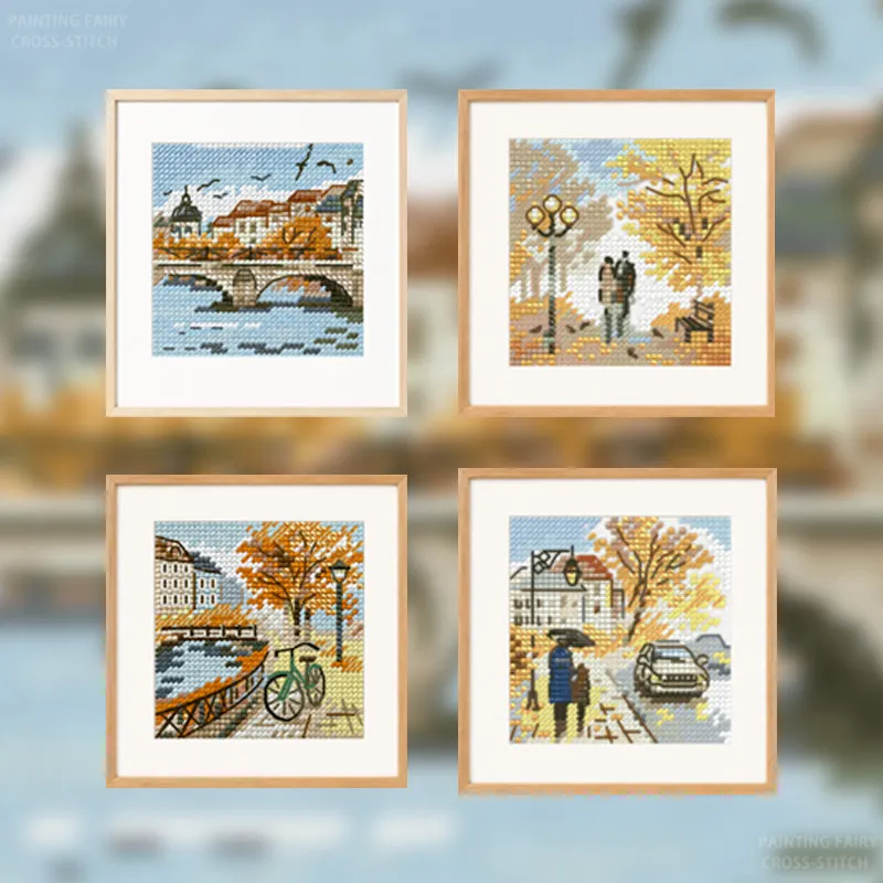 Cross Stitch Stamped Kits Beginners - [سلسلة CC-City للخريف] مجموعة أدوات التطريز