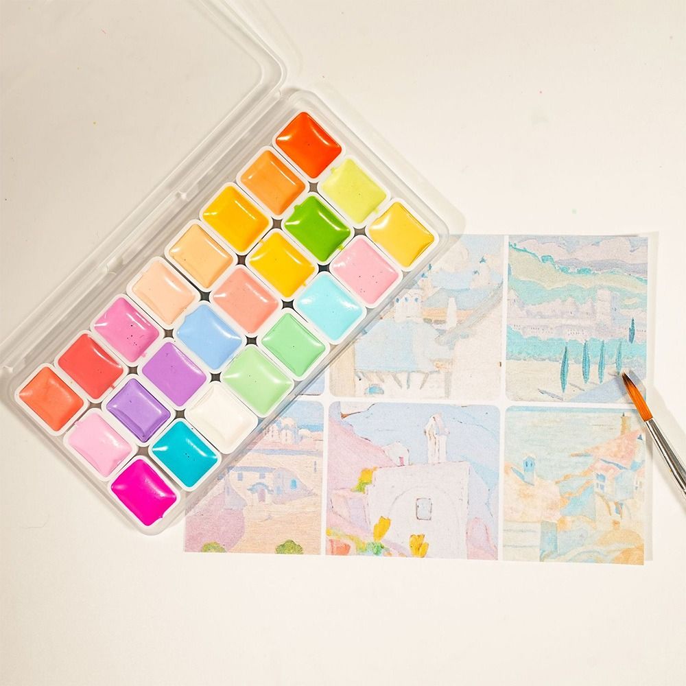 Watercolor Paint Set Solid Pigment - مجموعة ألوان مائية 24 لونًا، عبوات