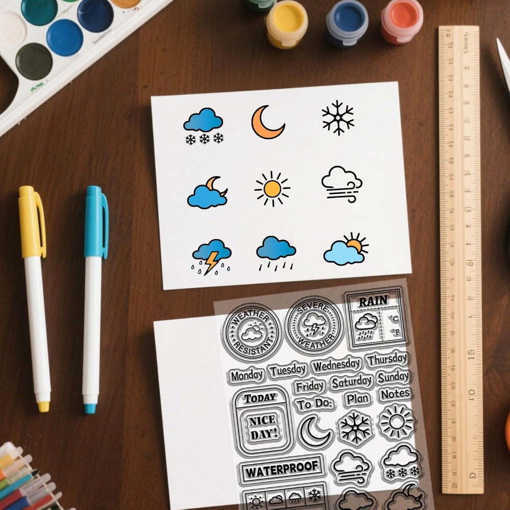 Clear Silicone Stamps For Card Making - مذكرات الطقس ختم واضح لسكرابوكينغ تاريخ