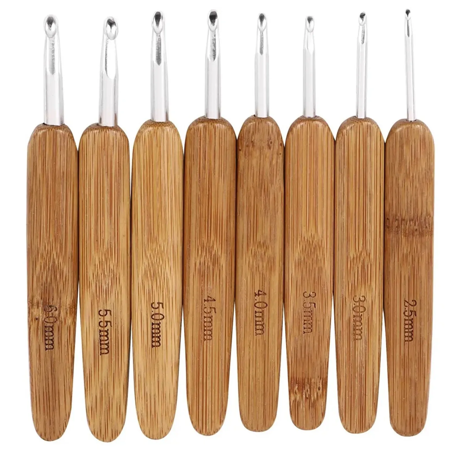 Wooden Crochet Hooks Ergonomic Handle - مجموعة خطافات كروشيه مصنوعة من خشب