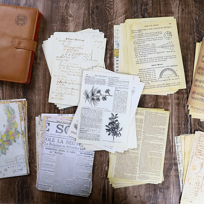 Vintage Junk Journal Scrapbooking Paper - 30 قطعة خريطة قديمة زهرة رسائل