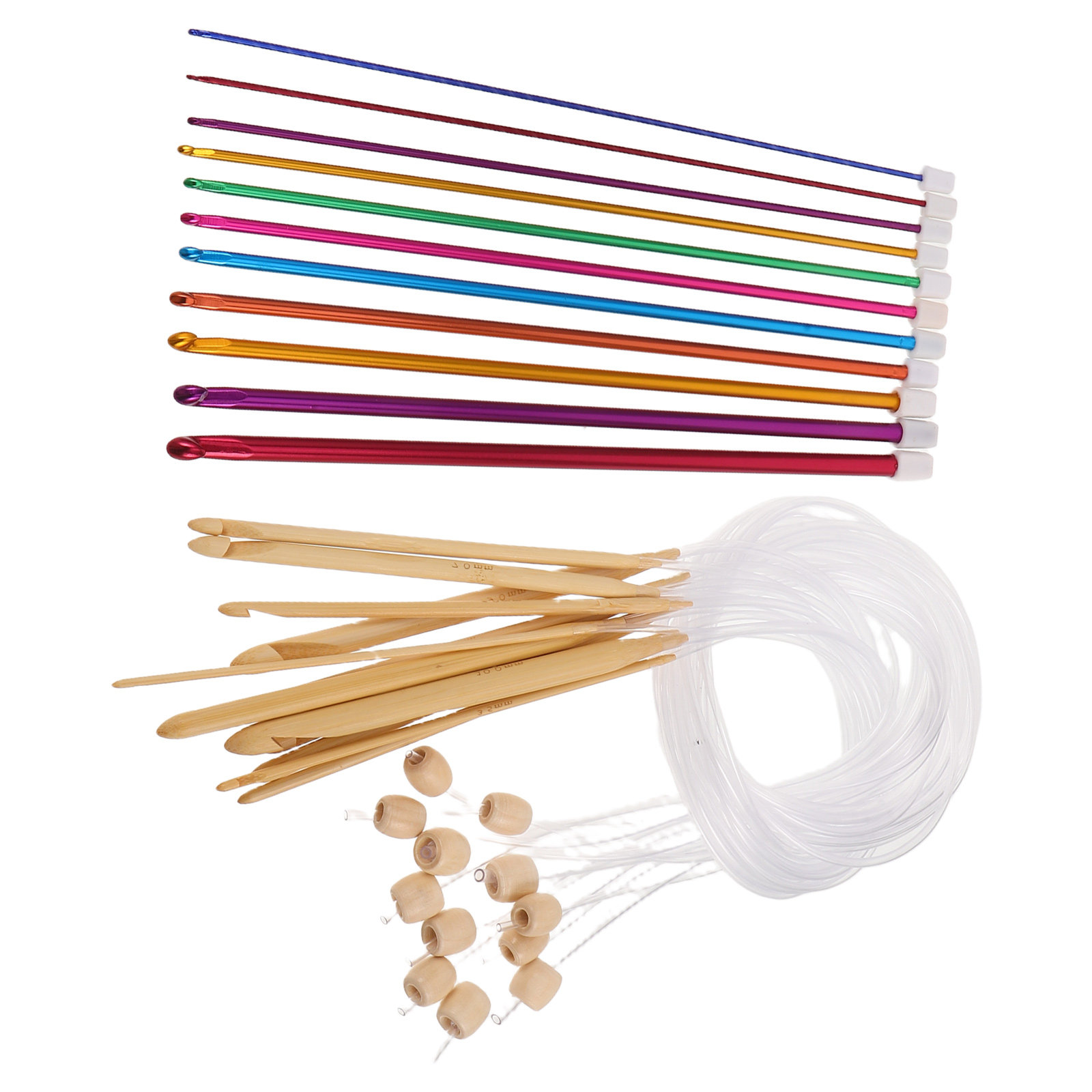Wooden Crochet Hooks Ergonomic Handle - مجموعة واحدة من إبر الكروشيه ذات