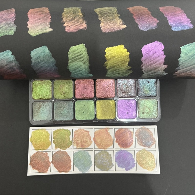Watercolor Paint Set Solid Pigment - طلاء ألوان مائية صلبة متغيرة الألوان،