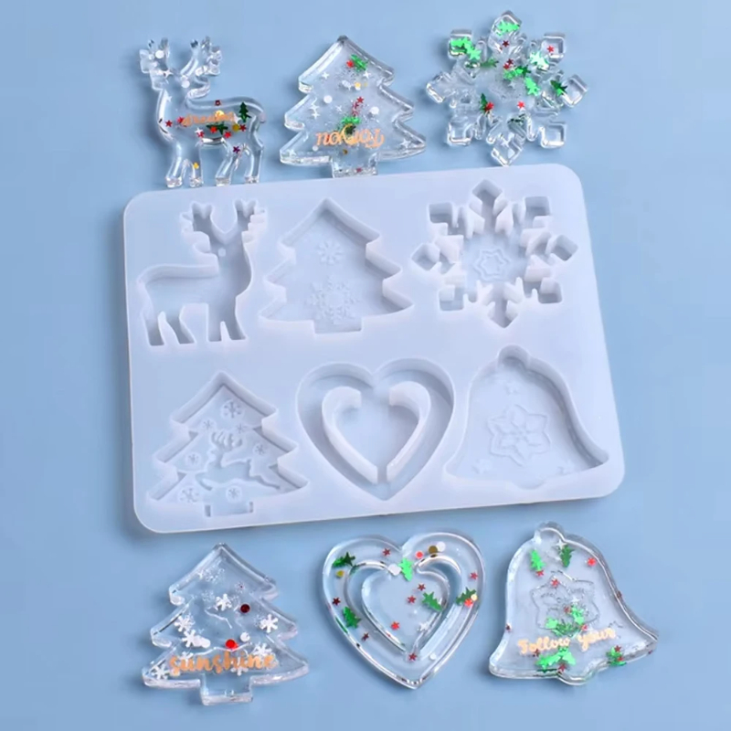Silicone Epoxy Resin Molds Set - عيد الميلاد العفن DIY الراتنج الكريستال