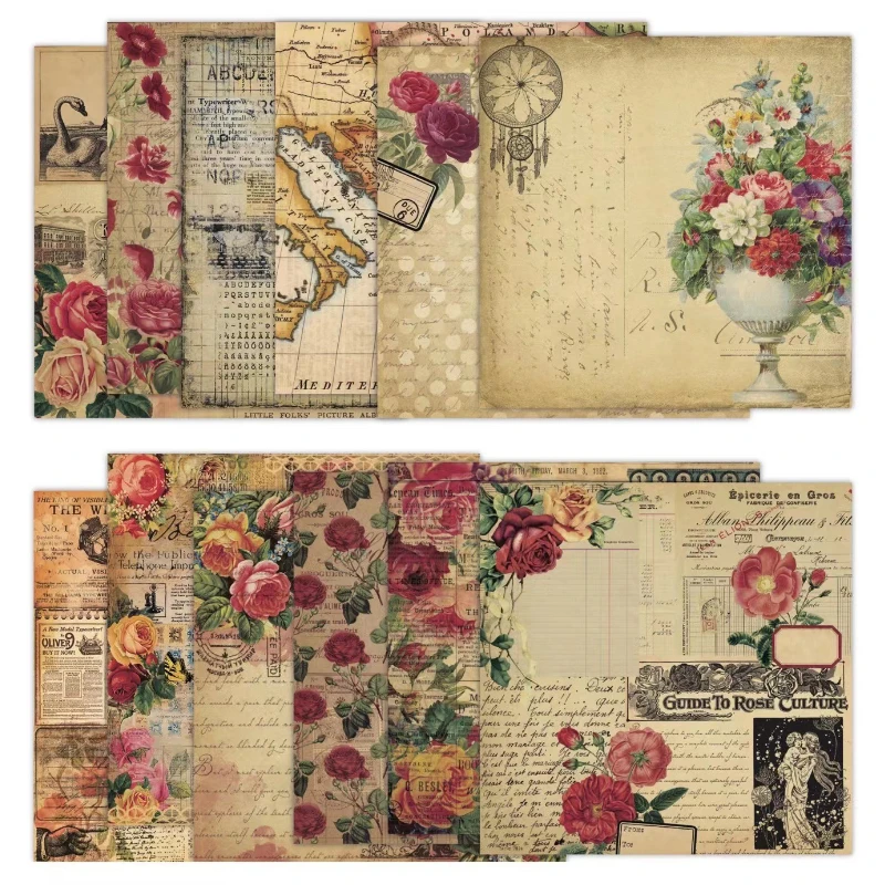 سجل القصاصات الوسادة متنوعة نم - مراجعة Vintage Junk Journal Scrapbooking Paper وسعره