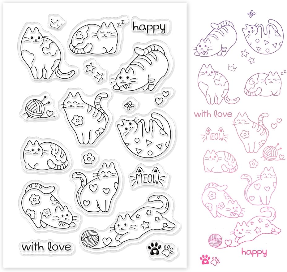 قطع القطط سيليكون واضح Stamps  - مراجعة Clear Silicone Stamps For Card Making وسعره