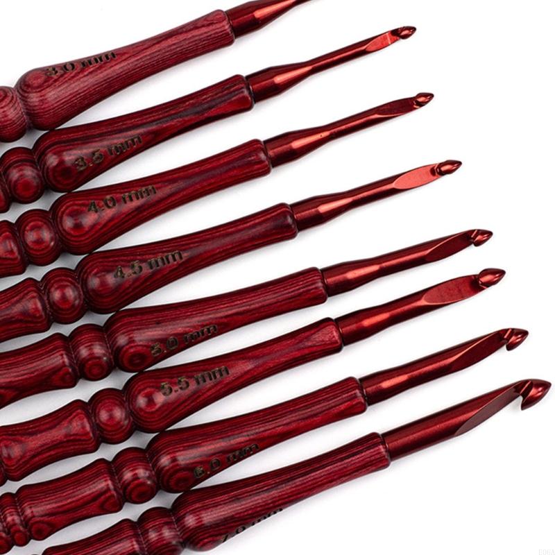8 قطعة مقبض خشبي إبرة كروشيه خ - مراجعة Wooden Crochet Hooks Ergonomic Handle وسعره