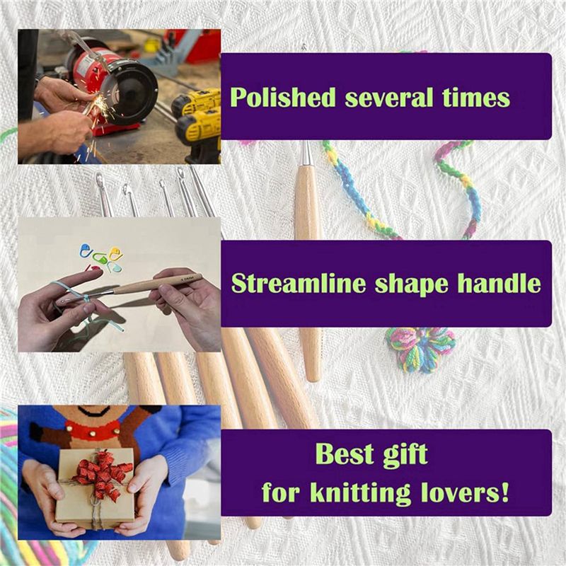 مجموعة خطافات كروشيه خشبية SEW - مراجعة Wooden Crochet Hooks Ergonomic Handle وسعره