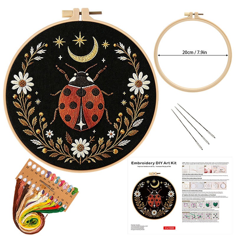 طقم تطريز يدوي بتصميم فراشة وز - مراجعة Cross Stitch Stamped Kits Beginners وسعره