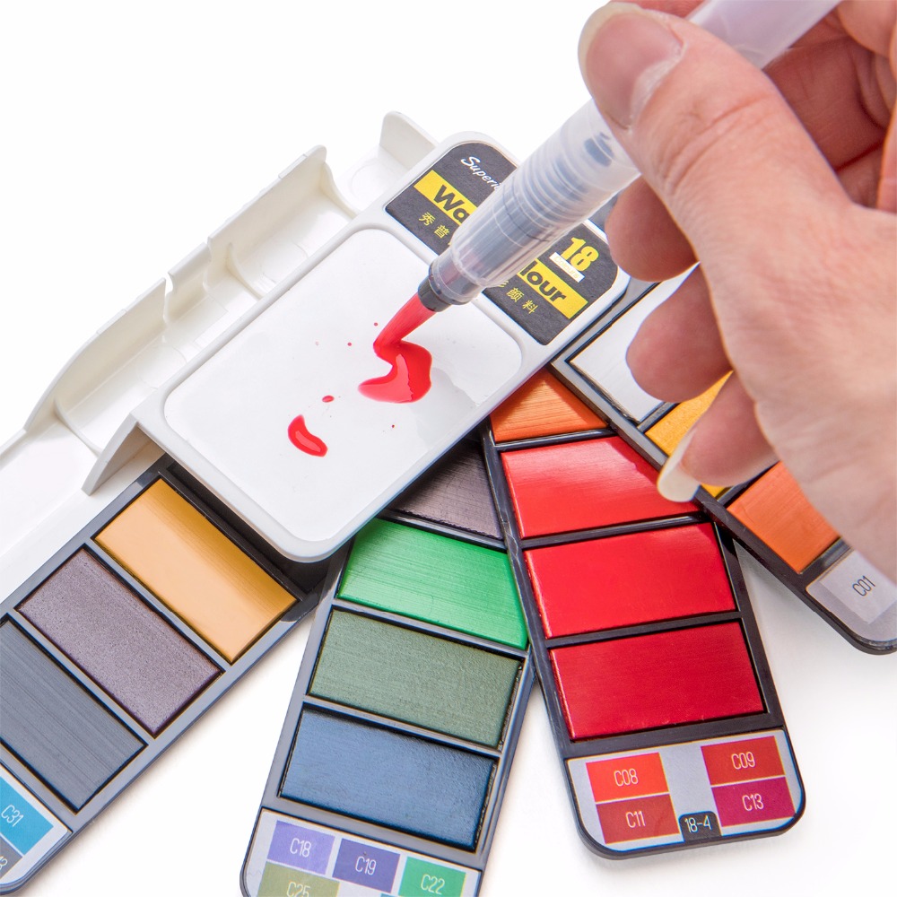 18/25/33/42 ألوان مائية صلبة م - مراجعة Watercolor Paint Set Solid Pigment وسعره