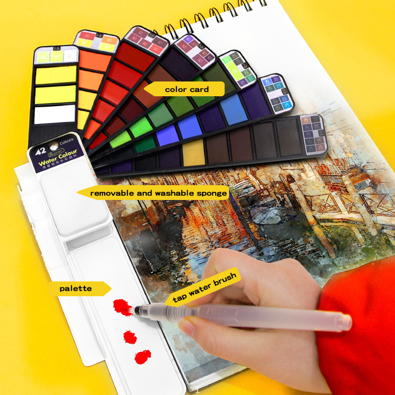 18/25/33/42 ألوان مائية صلبة م - مراجعة Watercolor Paint Set Solid Pigment وسعره