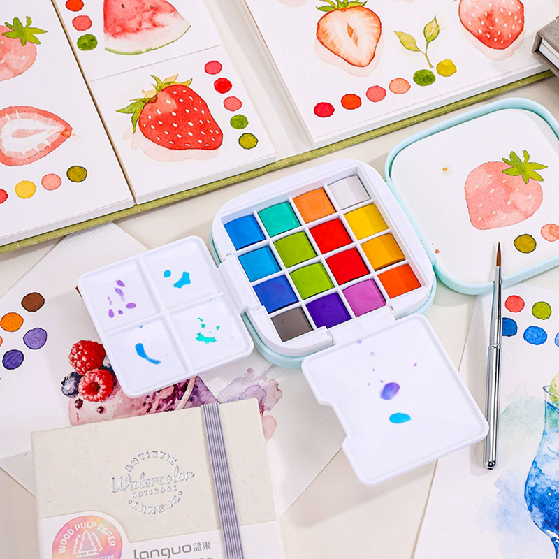 LANGUO 16 ألوان مجموعة الطلاء  - مراجعة Watercolor Paint Set Solid Pigment وسعره