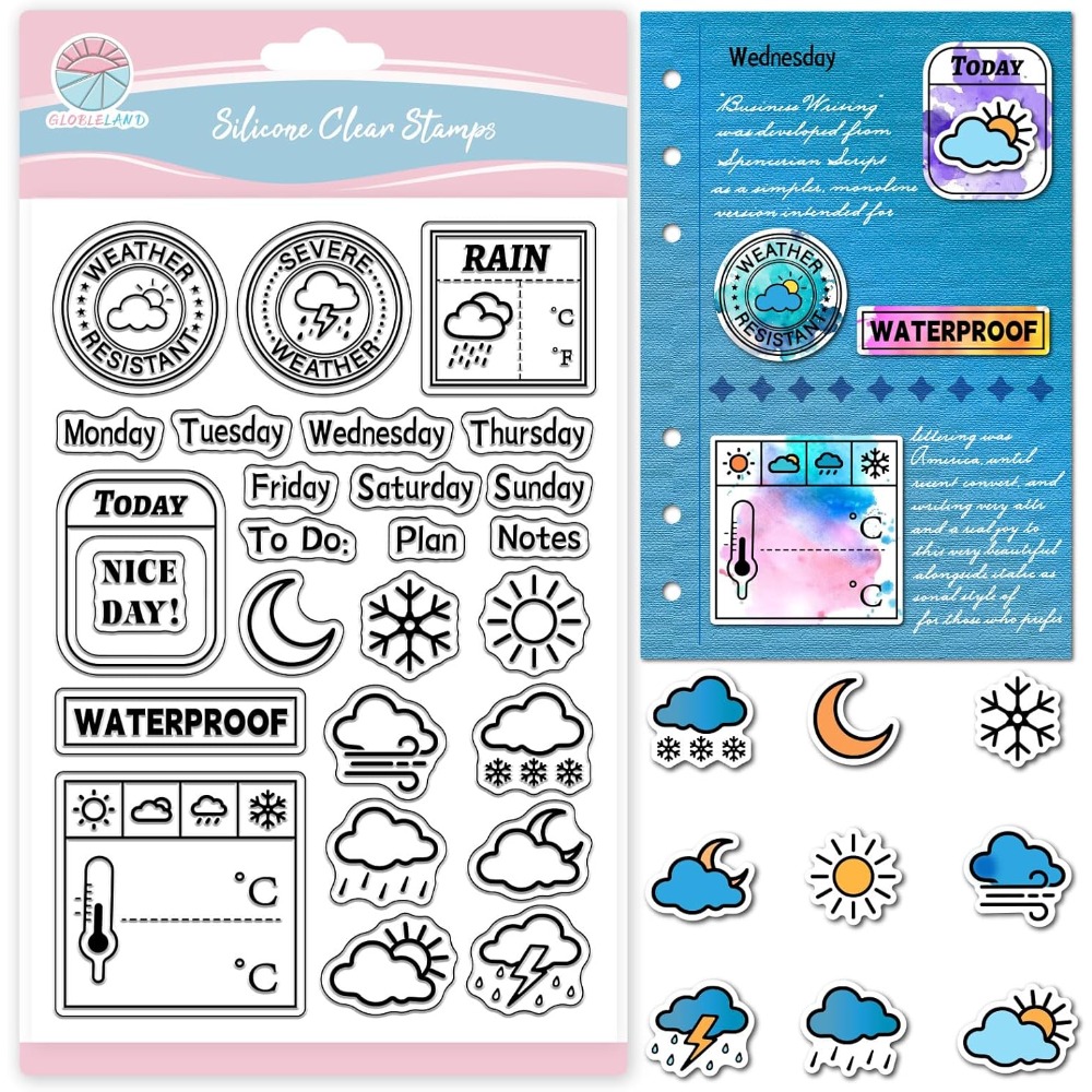 مذكرات الطقس ختم واضح لسكرابوك - مراجعة Clear Silicone Stamps For Card Making وسعره