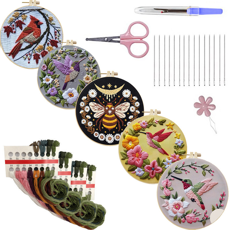 طقم تطريز الطائر الطنان للمبتد - مراجعة Cross Stitch Stamped Kits Beginners وسعره