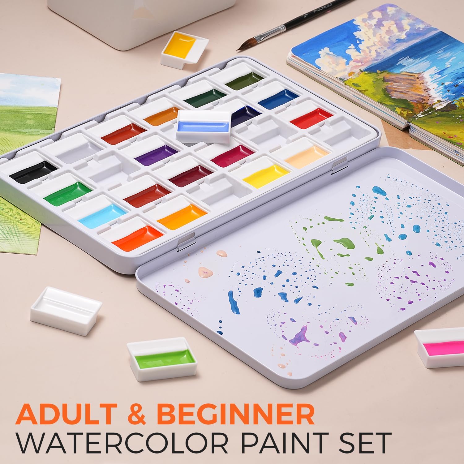 مجموعة ألوان مائية صلبة غير شف - مراجعة Watercolor Paint Set Solid Pigment وسعره