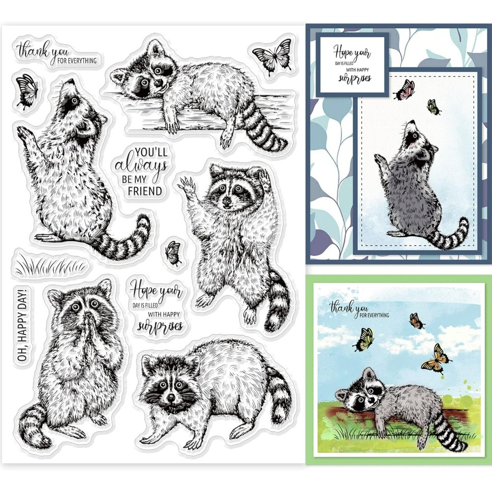 راكون واقعية طوابع واضحة ، حيو - مراجعة Clear Silicone Stamps For Card Making وسعره