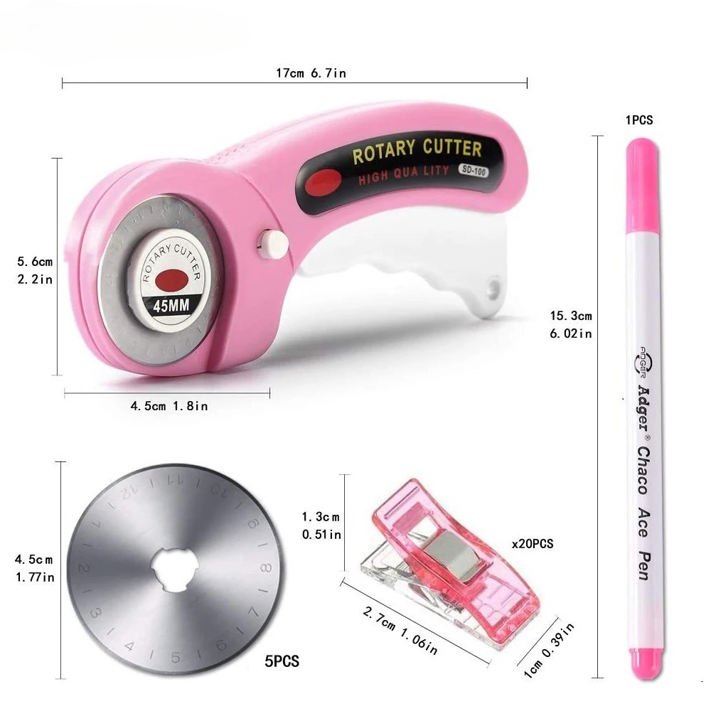 مجموعة قاطع دوار 45 مم مع 5 شف - مراجعة Rotary Cutter For Fabric 45Mm وسعره