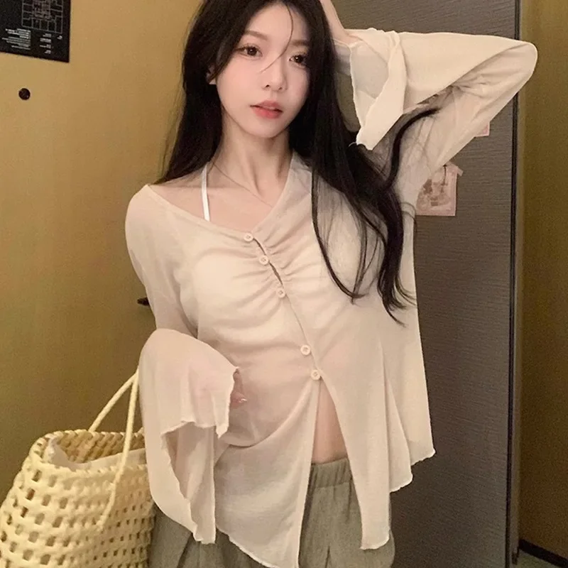 بلوزة بأكمام شفافة - قميص مطوي - مراجعة Embroidery وسعره