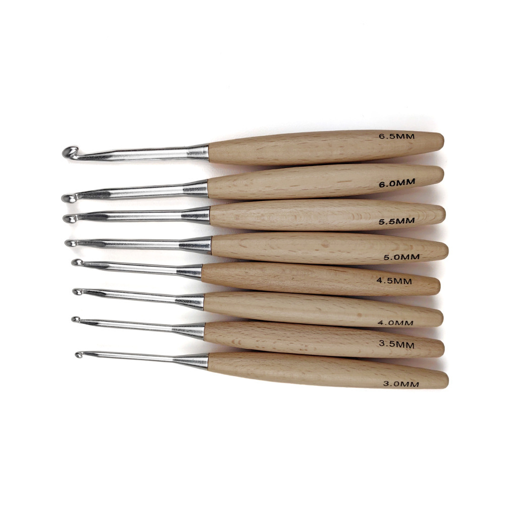 8 قطعة خطافات كروشيه خشبية 16. - مراجعة Wooden Crochet Hooks Ergonomic Handle وسعره