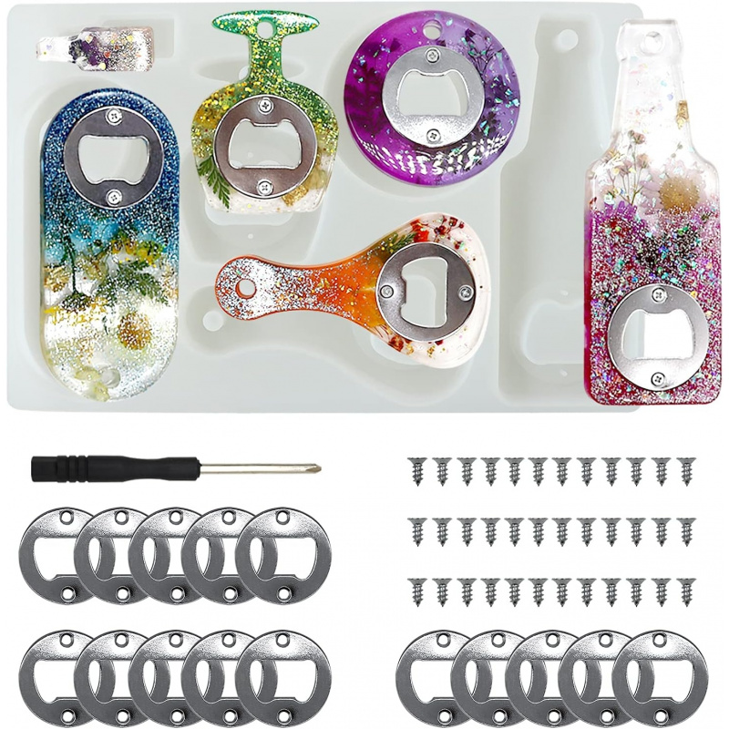قالب راتنج لفتحة زجاجات البيرة - مراجعة Silicone Epoxy Resin Molds Set وسعره