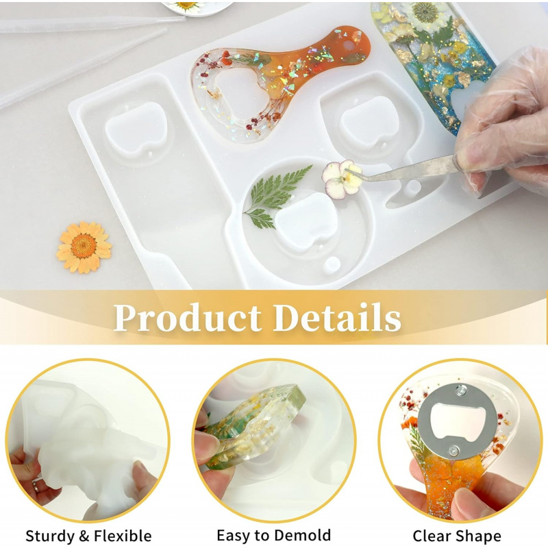 قالب راتنج لفتحة زجاجات البيرة - مراجعة Silicone Epoxy Resin Molds Set وسعره