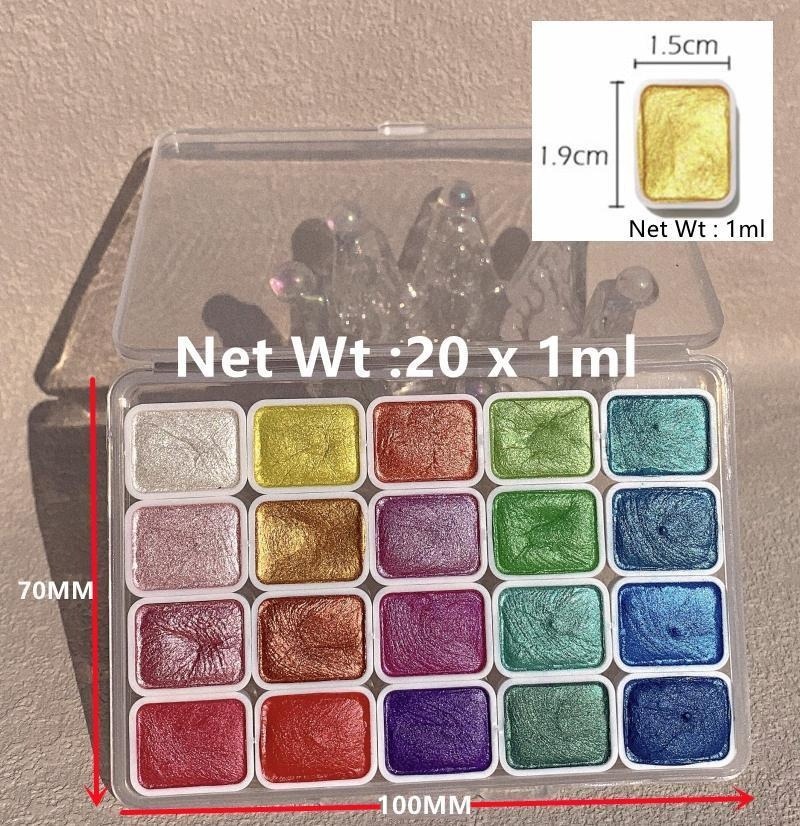 دهانات بيرليسسينت المحمولة 20  - مراجعة Watercolor Paint Set Solid Pigment وسعره