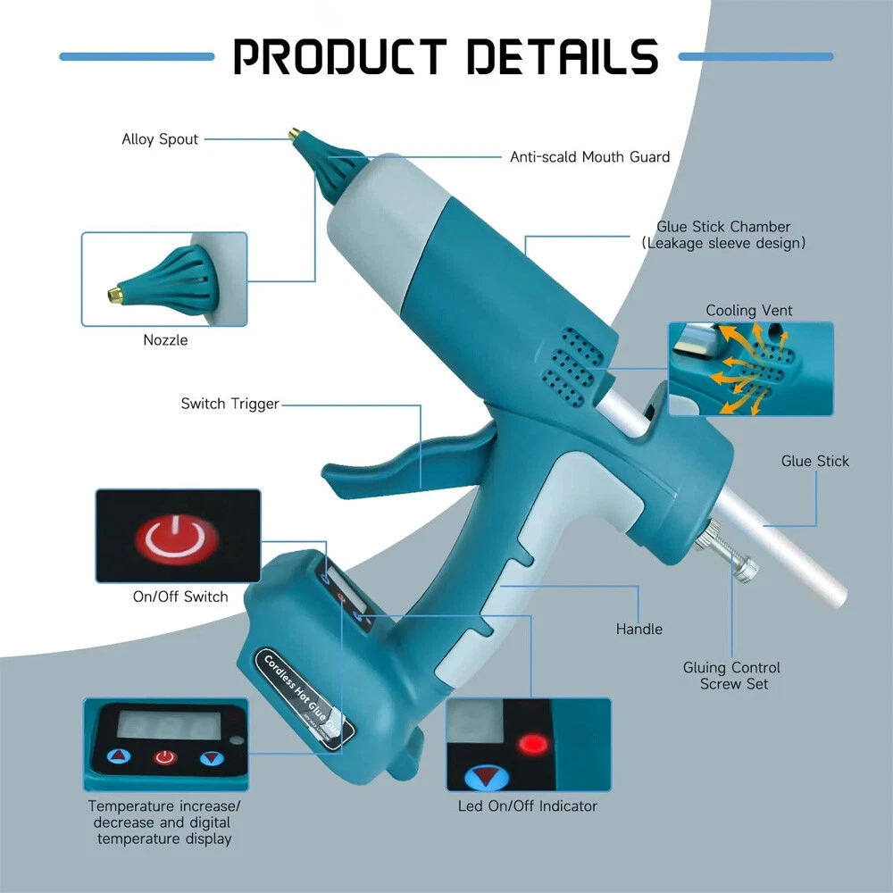 أحدث مسدس صمغ يسيح بالحرارة ال - مراجعة Hot Melt Glue Gun Cordless وسعره