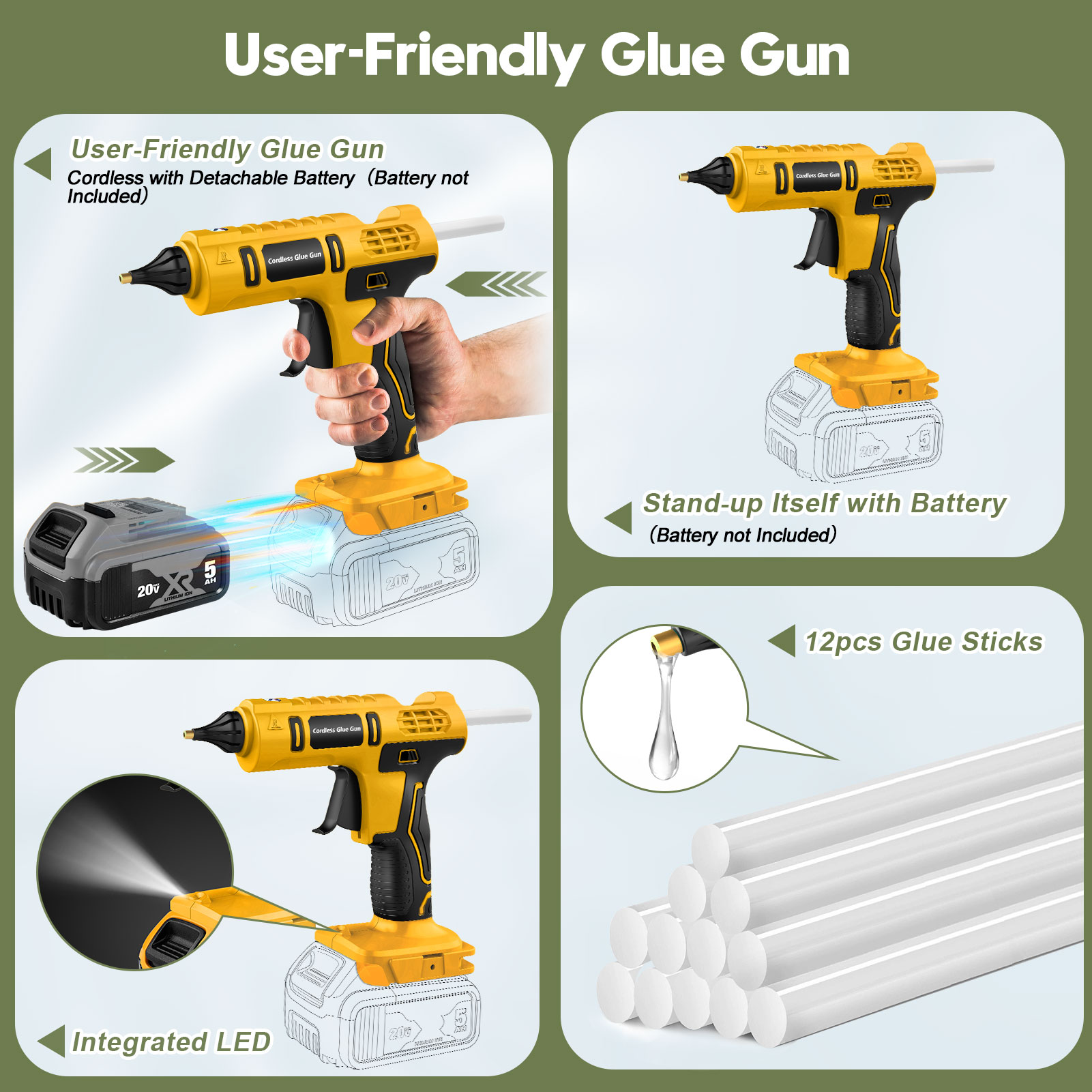 مسدس غراء ساخن لاسلكي 100 وات  - مراجعة Hot Melt Glue Gun Cordless وسعره