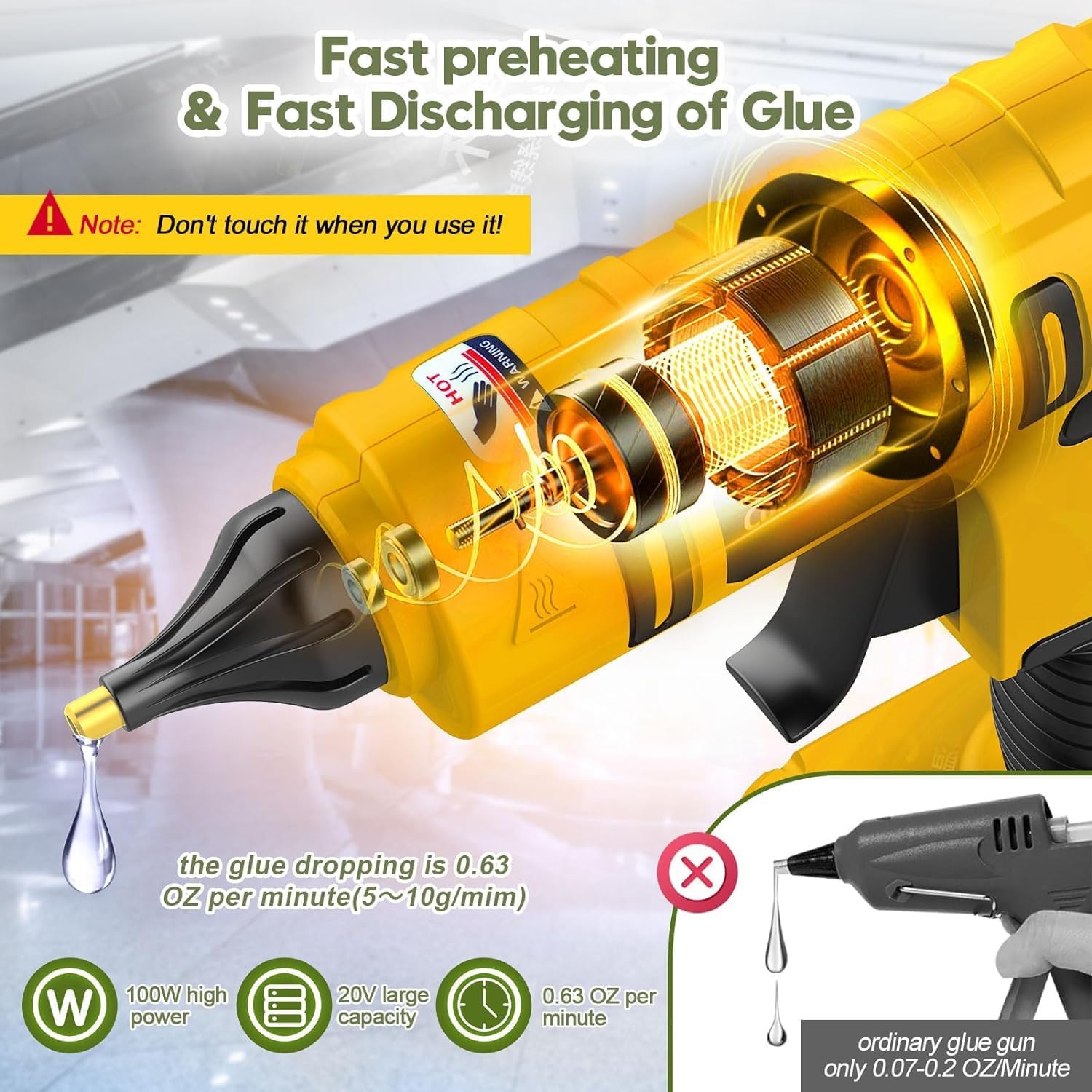 مسدس غراء ساخن لاسلكي 100 وات  - مراجعة Hot Melt Glue Gun Cordless وسعره