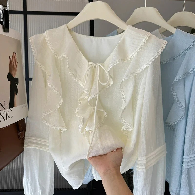بلوزة فرنسية أنيقة بياقة على ش - مراجعة Embroidery وسعره