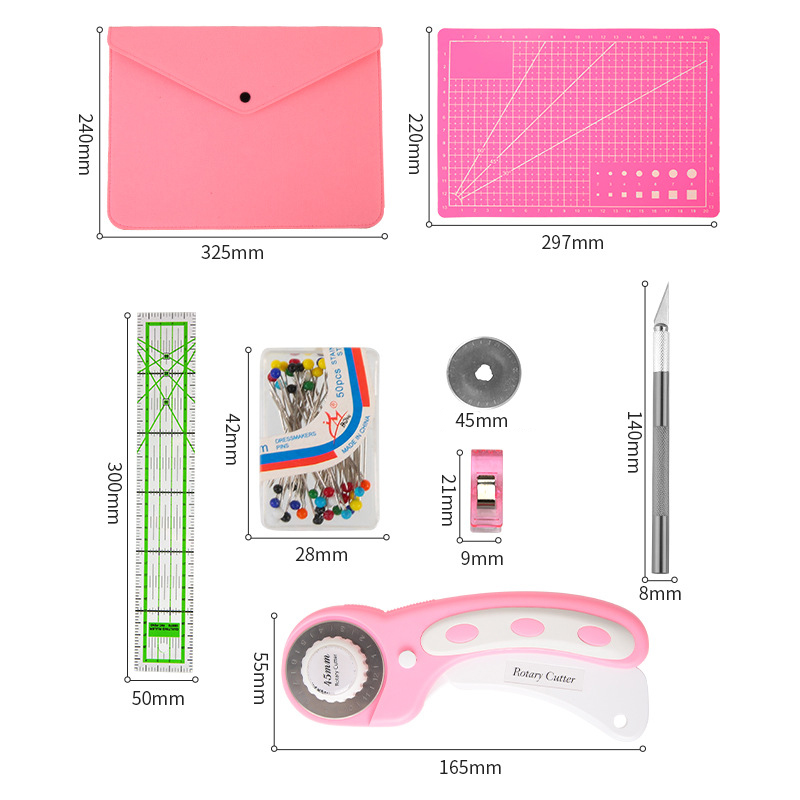طقم قطع دوارة باللون الوردي -  - مراجعة Rotary Cutter For Fabric 45Mm وسعره